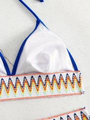 Contrast Band Triangle Bikini Sets V Neck Halter Neck Two Pieces Swimsuit