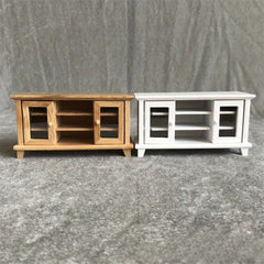Dollhouse Mini Furniture Wooden TV Cabinet Storage Mini Villa Living Room Decor