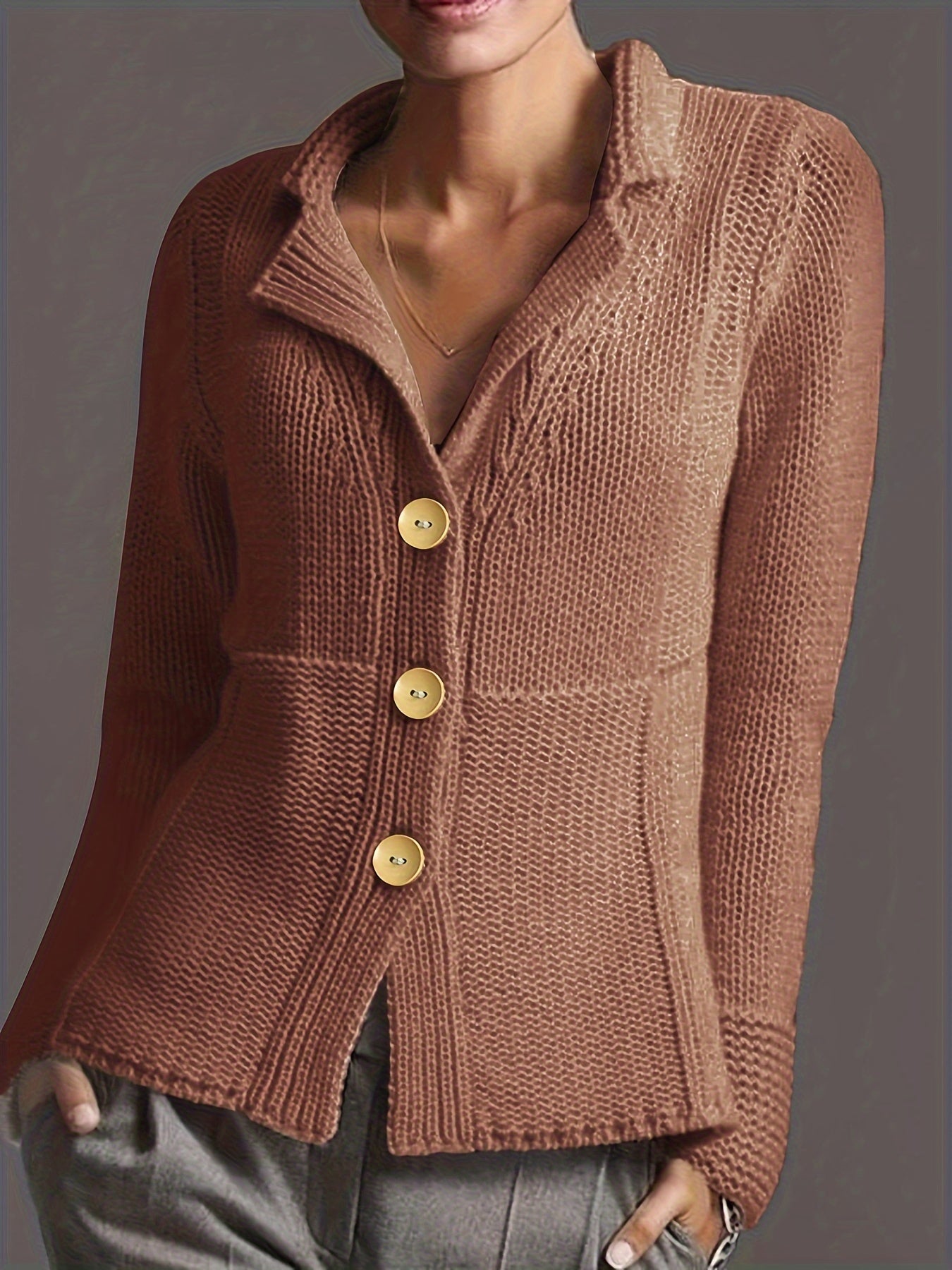 Casual Cardigan Women's Plus Solid Button Up Long Sleeve