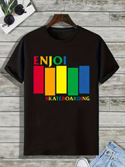 Rainbow Stripe Print Men's Graphic T shirt Casual Comfy Tees For Summer