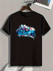 Pattern Print Men's Sports T shirt Graphic Tee For Fitness Activities