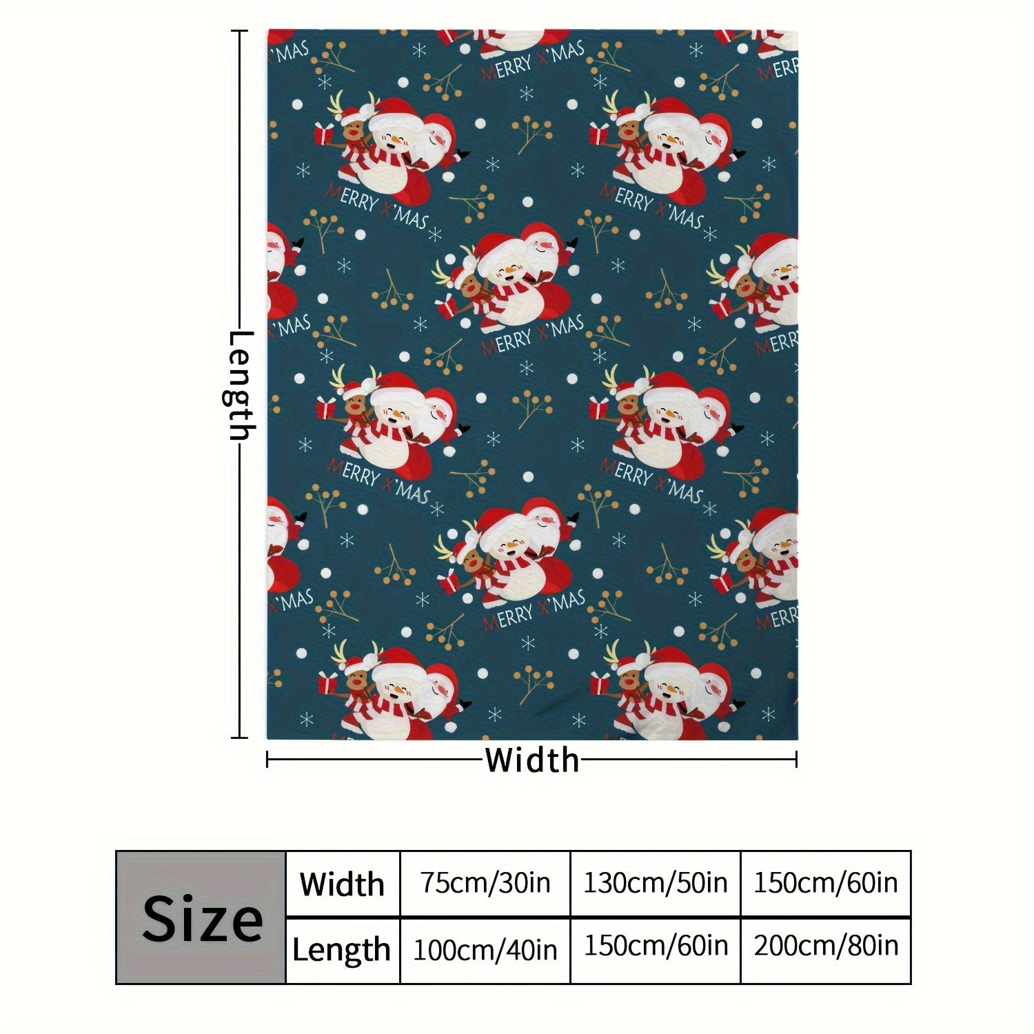 Christmas Snowman Santa Reindeer Blanket Soft Lightweight Throw