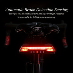 2000mAh Bike Rear Light USB Charging Bicycle Light Induction Brake Tail Light