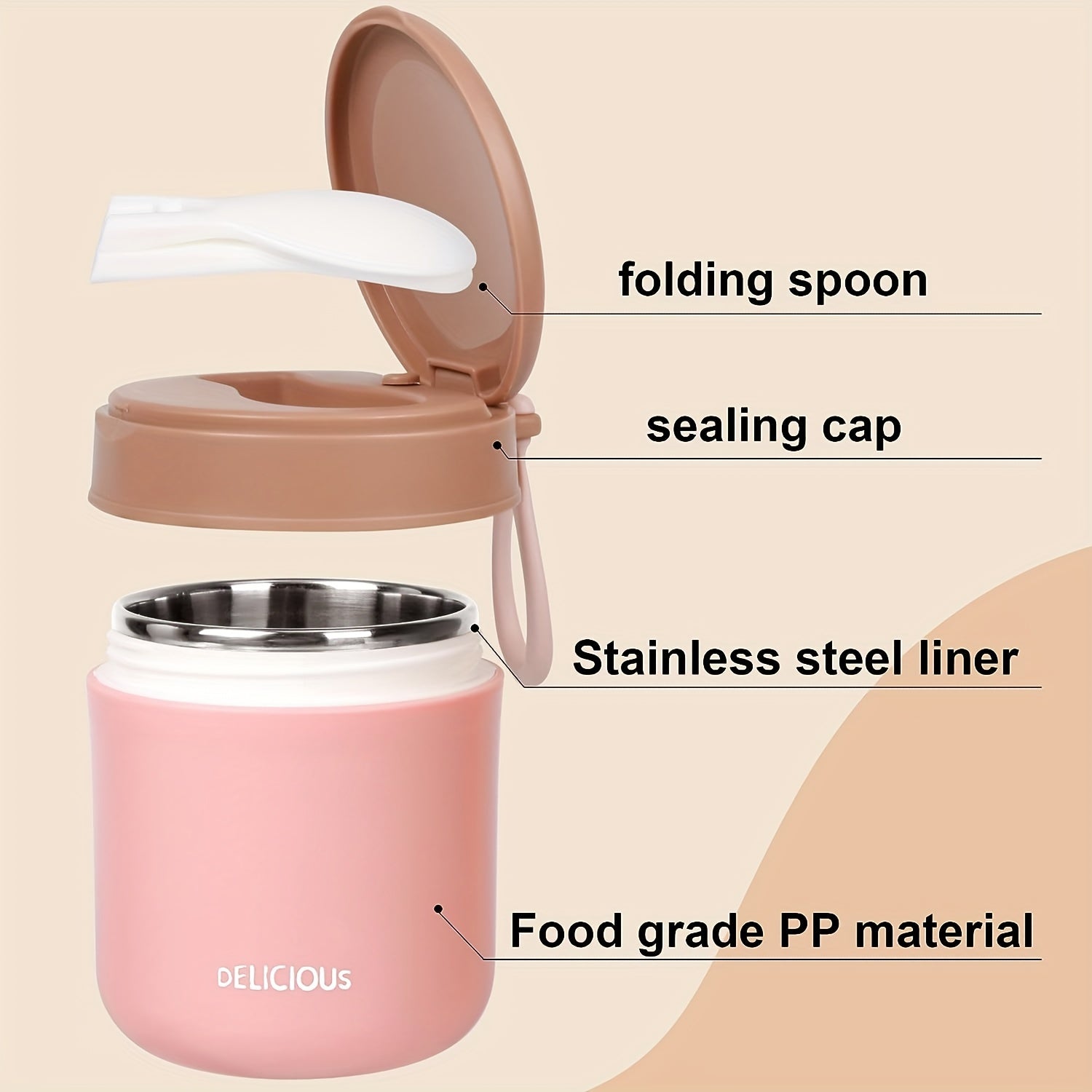 Insulated Food Box Spoon Stainless Leak-proof Portable Bowls