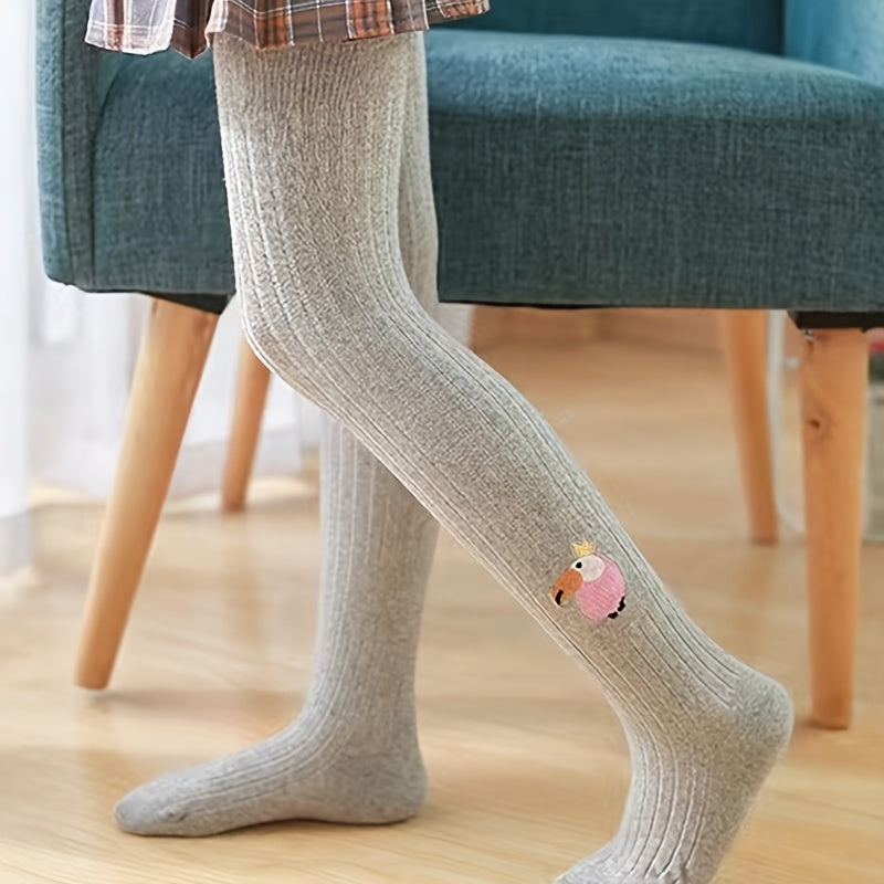 Girls Parrot Embroidery Pantyhose Soft Tights Leggings Pants Stockings