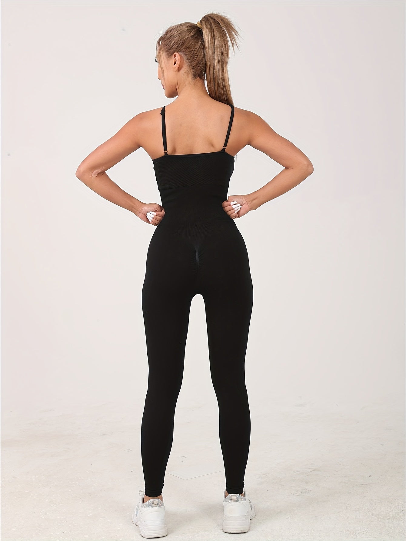 Tummy Control Yoga Jumpsuit Round Neck Bodysuit Women's Activewear
