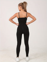 Tummy Control Yoga Jumpsuit Round Neck Bodysuit Women's Activewear