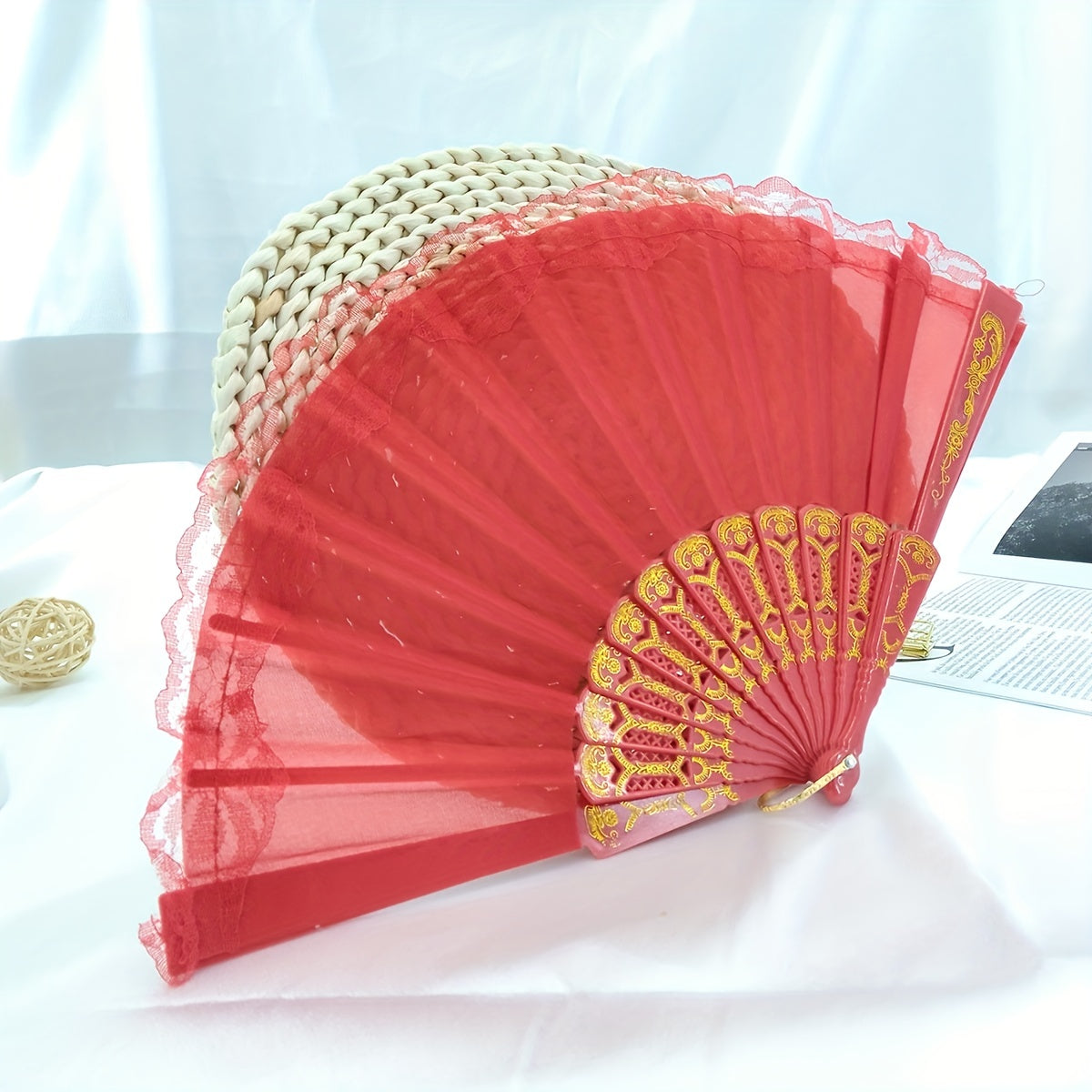 Men's Folding Retro Hand Fan for Dance Performance
