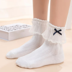 Bow Lace Mesh Thin Breathable Lace Crew Socks Girls Cotton Crew Socks