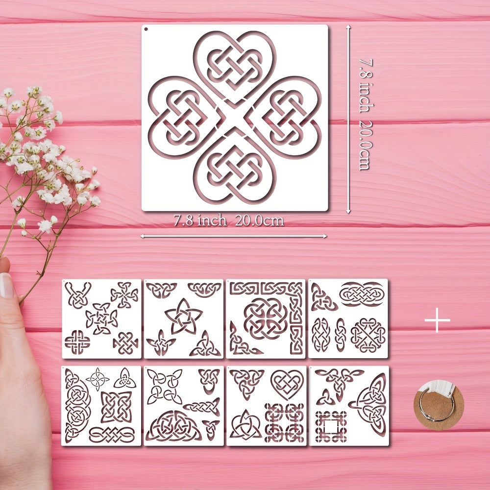Reusable Triquetra Knot Stencil 19.81x19.81cm Mylar for Crafts
