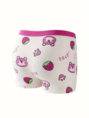 Girl's Bear Print Cotton Boxer Briefs Elastic Waist Shorts