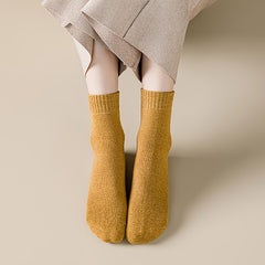 Chunky Knit Crew Socks Warm Winter Cotton Blend Women's Stockings