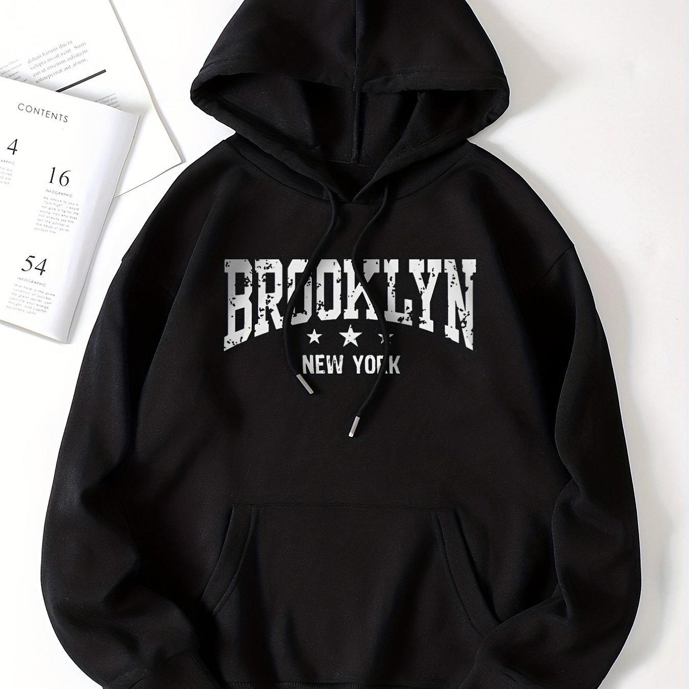 Letter Print Drawstring Sweater Long Sleeve Hoodies Women's Sweatshirt