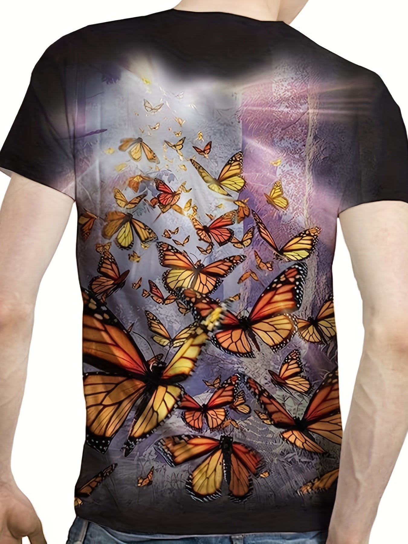 Men's Butterfly Graphic T-shirt Breathable 3D Print Tee