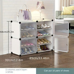 Foldable Shoes Storage Box With Doors, Portable Dustproof Shelf