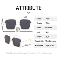 Hip Hop Style Sunglasses Square Rimless Lenses Golden Metal Frames