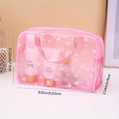 Floral Print Makeup Pouch Zipper Portable Cosmetic Bag