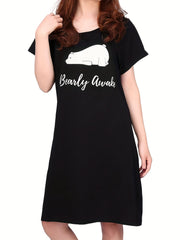 Bear Print NightDress Short Sleeve Pajama Dress