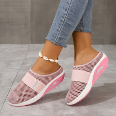 Solid Mesh Sports Slippers Air Cushion Backless Sandals Women Footwear