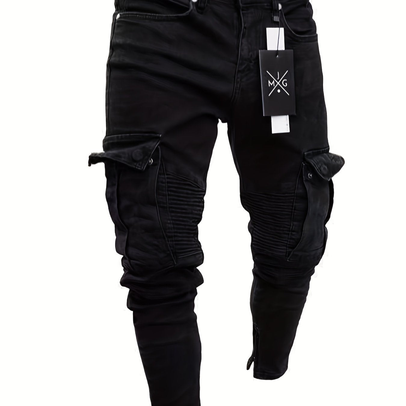Men's Skinny Fit Cargo Pants with Flap Pocket