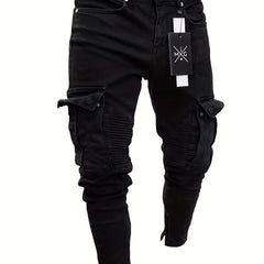 Men's Skinny Fit Cargo Pants with Flap Pocket