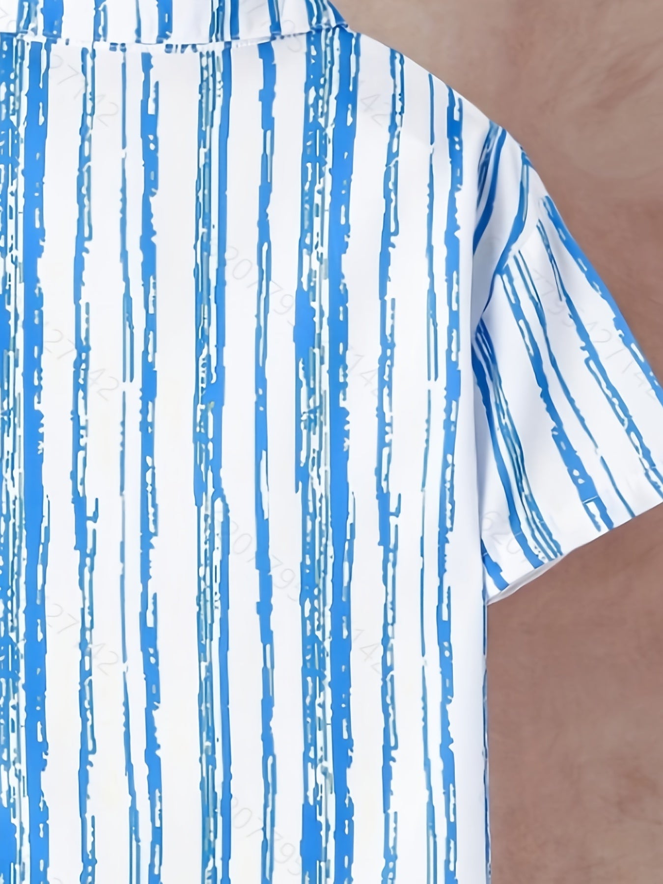 Hawaii Boys Striped Top Short Sleeve Lapel Shirt Outdoor