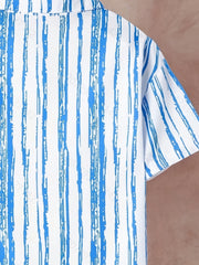 Hawaii Boys Striped Top Short Sleeve Lapel Shirt Outdoor