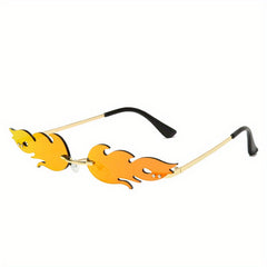 Vintage Rimless Fire Flame Sunglasses for Women