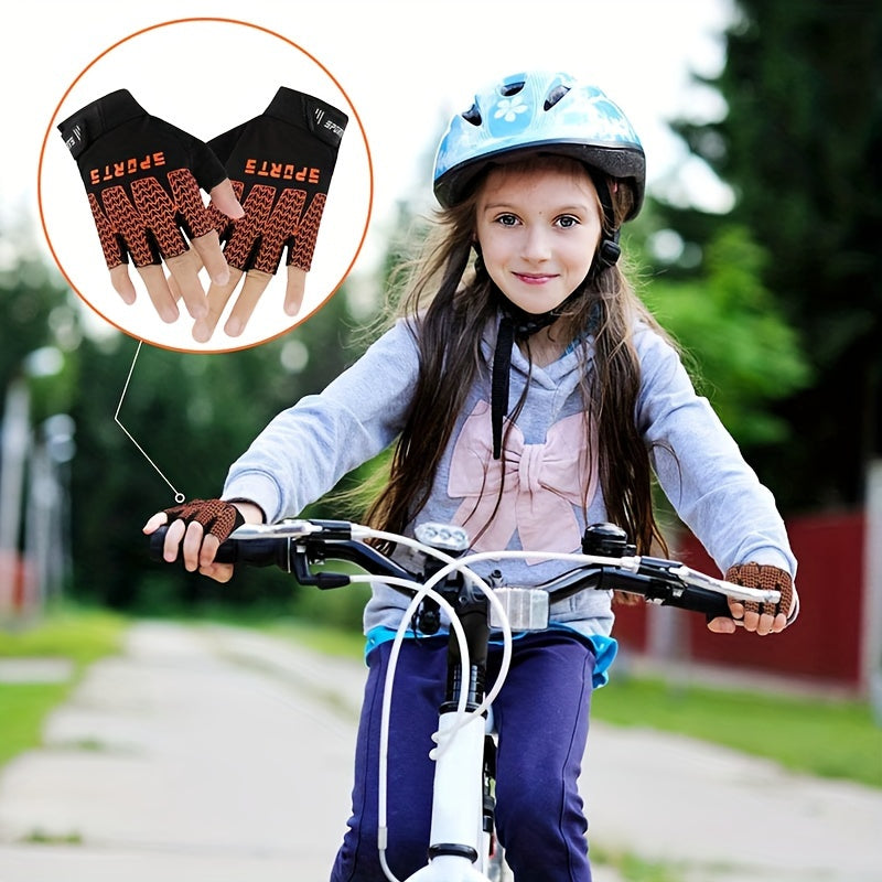 Kids Fingerless Cycling Gloves Non Slip Toddler Sport Half Finger Fishing Gloves