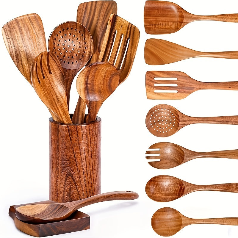 9pcs Non Stick Wooden Kitchen Utensil Set Safe and Eco Friendly