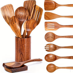 9pcs Non Stick Wooden Kitchen Utensil Set Safe and Eco Friendly