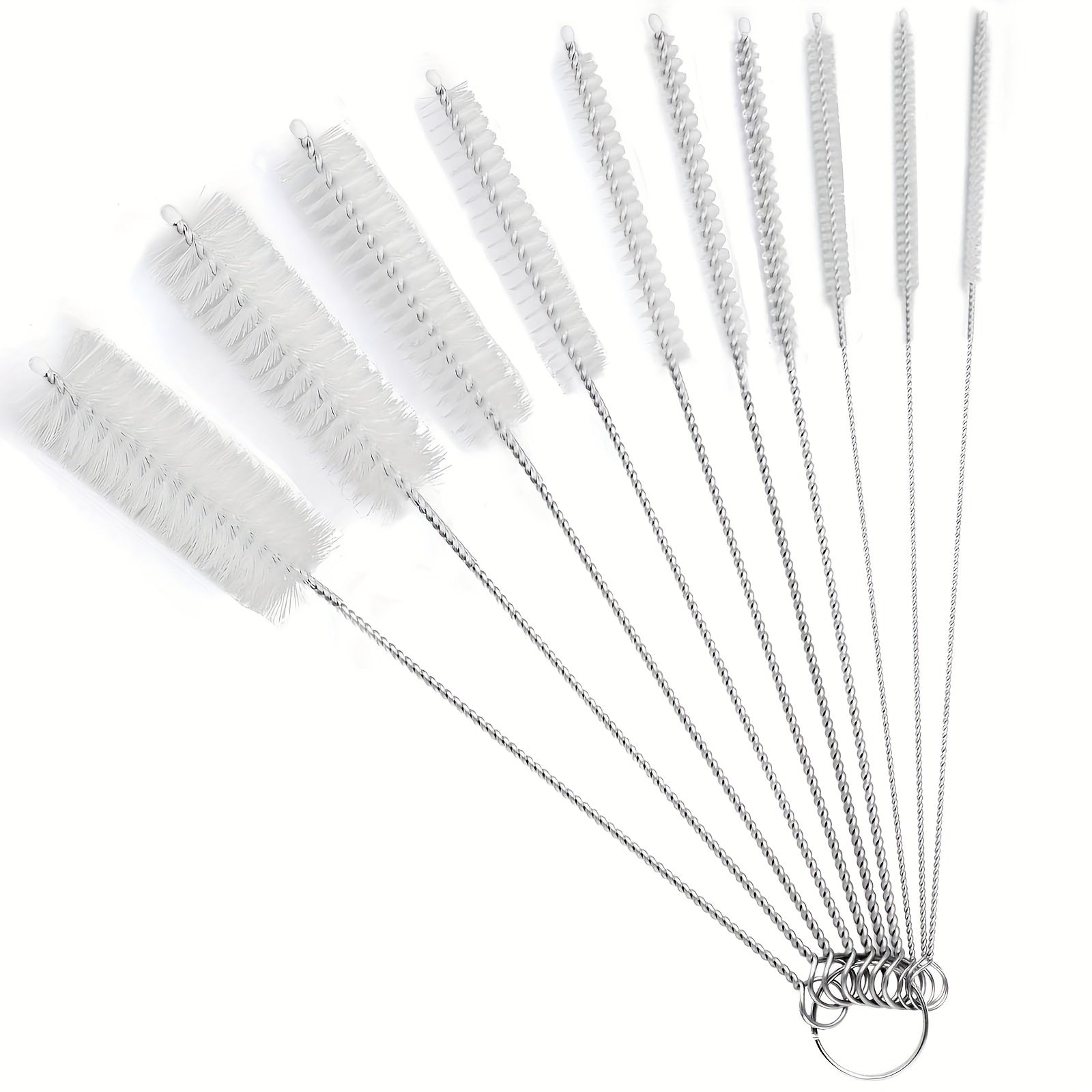 10pcs 25.4cm Nylon Tube Brush Set for Narrow Neck Bottles Cups with Hook