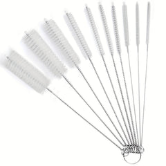 10pcs 25.4cm Nylon Tube Brush Set for Narrow Neck Bottles Cups with Hook