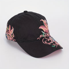 Y2K Butterfly Embroidery Baseball Cap Vintage Solid Sun Hat