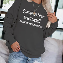 Comfy Slogan Print Sweatshirt for Women