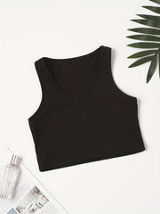 Ribbed Crop Tank Top V Neck Slim Fit Sleeveless Top Women's Lingerie