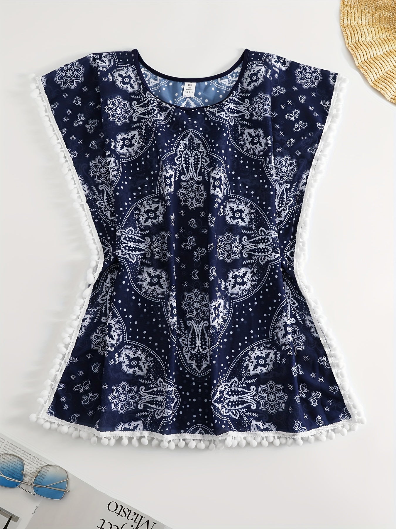 Sexy Cover Up Women's Plus Scarf Print Beachwear