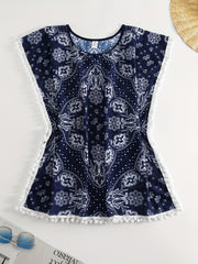 Sexy Cover Up Women's Plus Scarf Print Beachwear