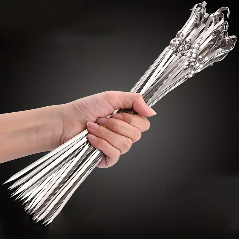20pcs Stainless Steel BBQ Skewers & Forks, Easy to Clean & Carry
