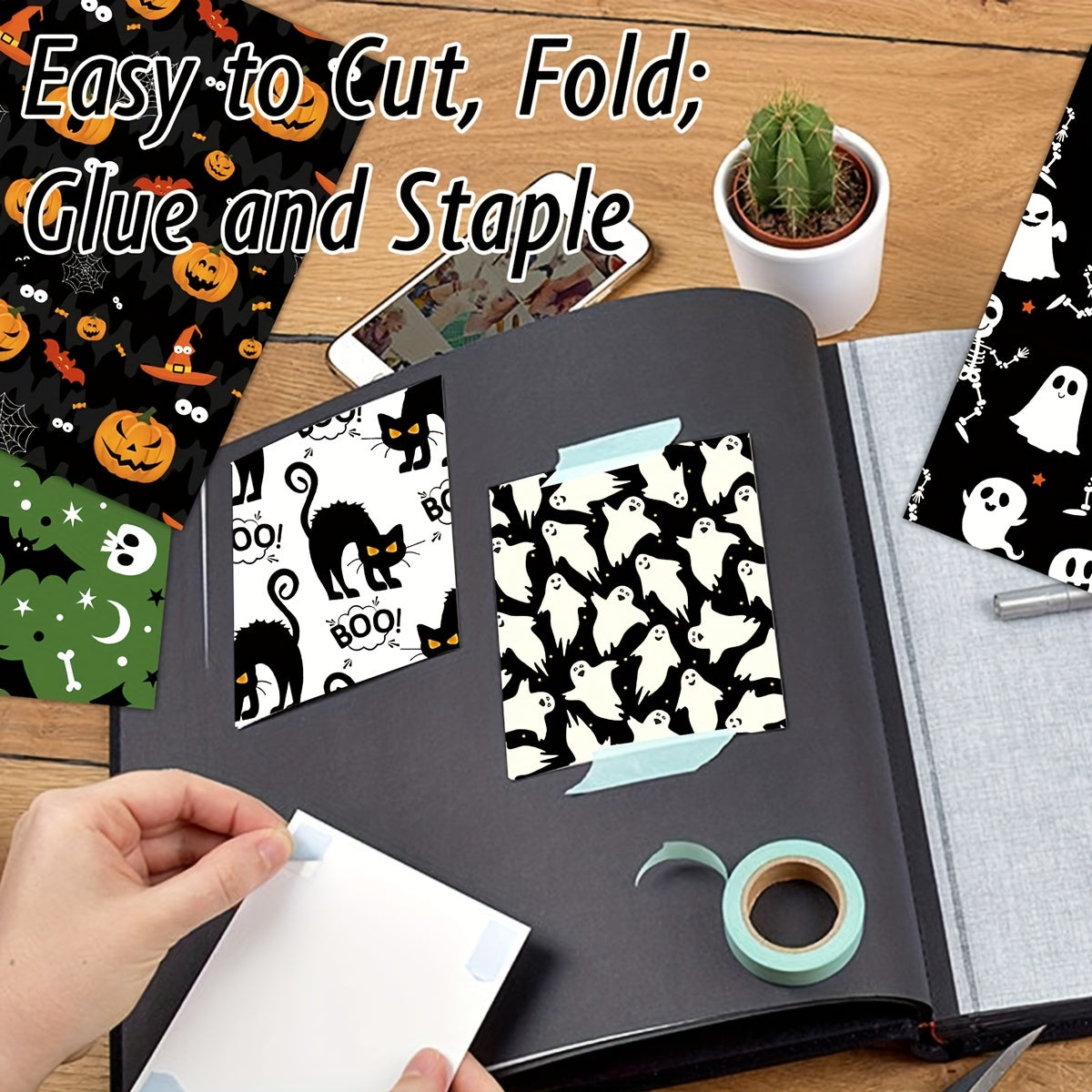 24pcs Halloween DIY Gift Wrapping Paper Strange Items for Holiday Decorations