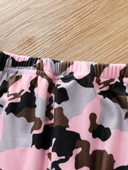 2pcs Baby Girls Letter Hoodie & Camo Pants Set Kids Clothes