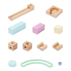 Colorful Wooden Marble Track Toy Building Blocks Set Fun Educational Puzzle Game