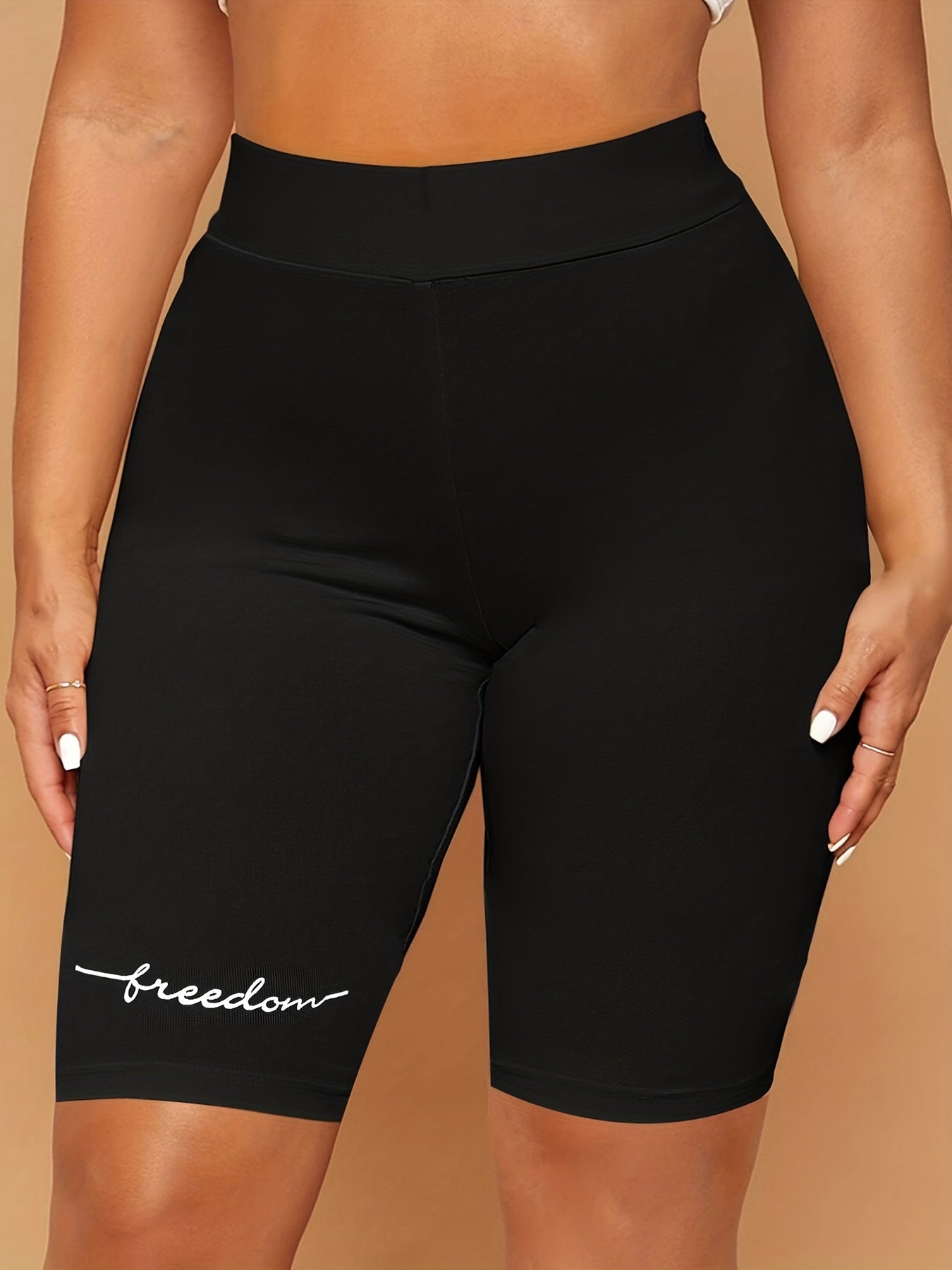 Letter Print Skinny Shorts High Waist Yoga Shorts