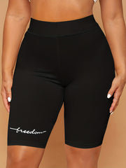 Letter Print Skinny Shorts High Waist Yoga Shorts