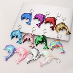 12pcs Glitter Dolphin Keychains Cartoon Bag Keyring Charm Accessories