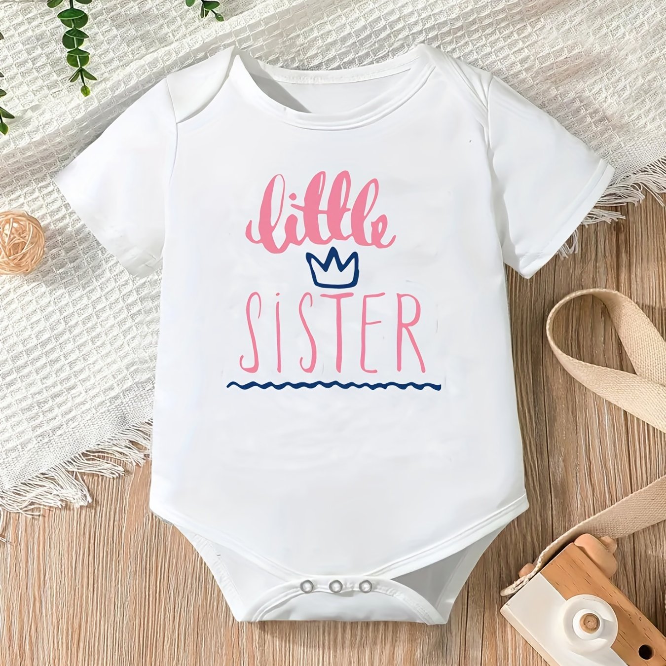 Baby Girls Little Sister Short Sleeve Onesie for Summer