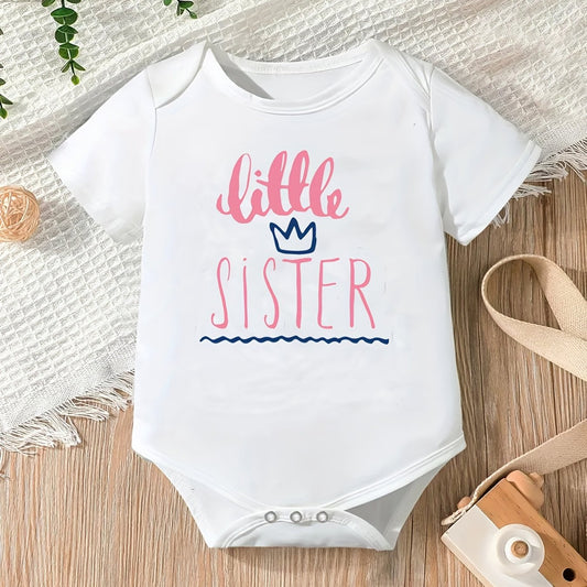 Baby Girls Little Sister Short Sleeve Onesie for Summer