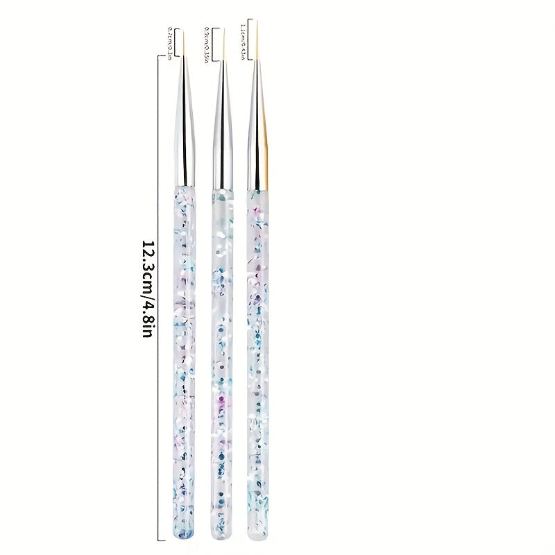 3Pcs Nail Art Liner Brushes Nail Gel Polish Painting Brush Set