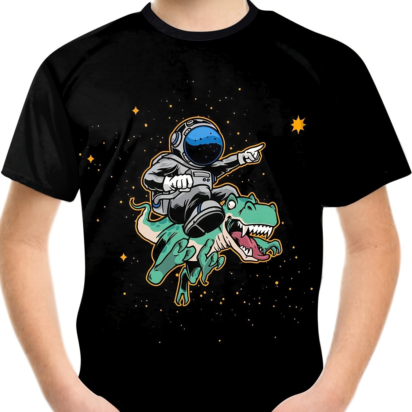 Astronaut & Dinosaur Cartoon T-shirt for Boys