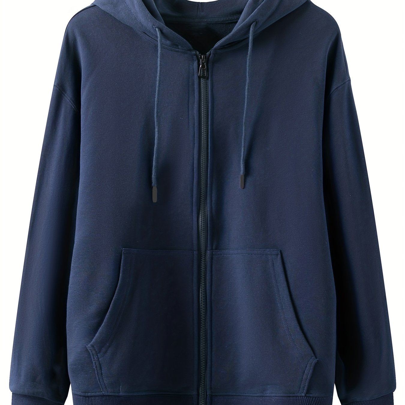 Hooded Sweatshirt with Full Zipper and Drawstring